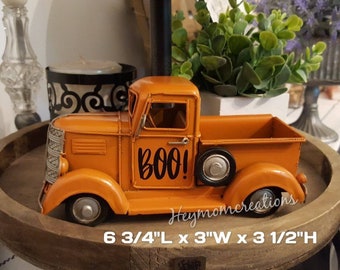 Fall Halloween Tiered tray decor, Mini Metal Halloween Truck, Rustic Orange Fall Truck,