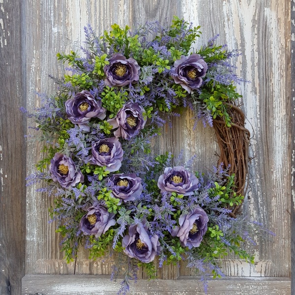 Couronne de lavande, couronne de ferme, couronne de boxwood, couronne de ressort, couronne de ferme pour la porte d’entrée, décor de ferme