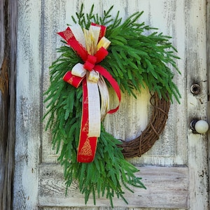Norfolk Pine Wreath, Real Feel Greenery Wreath for front door