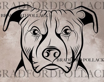 SVG VECTOR Royalty Free Pit Bull Dog simplified one color graphic design for silkscreen vinyl cutter sublimation tattoo and more download