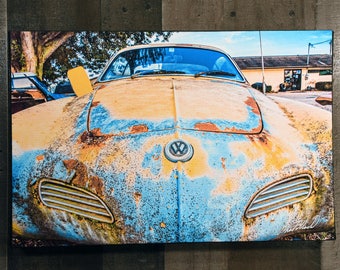 Car Art VW Volkswagen Karmann Ghia Wall Hanging Art Photograph Print on Canvas