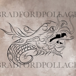 SVG VECTOR DOWNLOAD Chinese Dragon Head simplified one color graphic design for silkscreen vinyl cutter sublimation tattoo T shirt and more