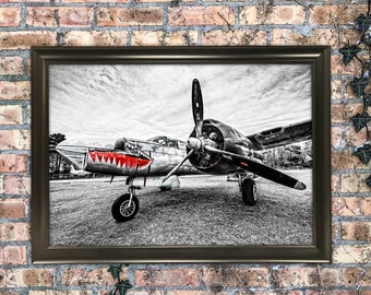 12x18 Fighter Plane Military Photography Art Print Wall Hanging Mixed Media Painting