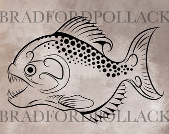 Piranha Fish SVG VECTOR DOWNLOAD single color t shirt logo graphic design for screen print vinyl cutter sublimation Tattoo Cricut and more