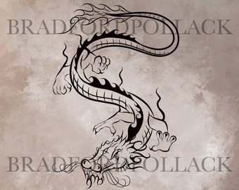 SVG VECTOR DOWNLOAD Chinese Dragon simplified one color graphic design for silkscreen vinyl cutter sublimation tattoo T shirt and more.