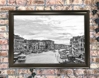 12x18 Venice Italy Black and White Classic Photography Art Print Wall Hanging Mixed Media Painting Italy