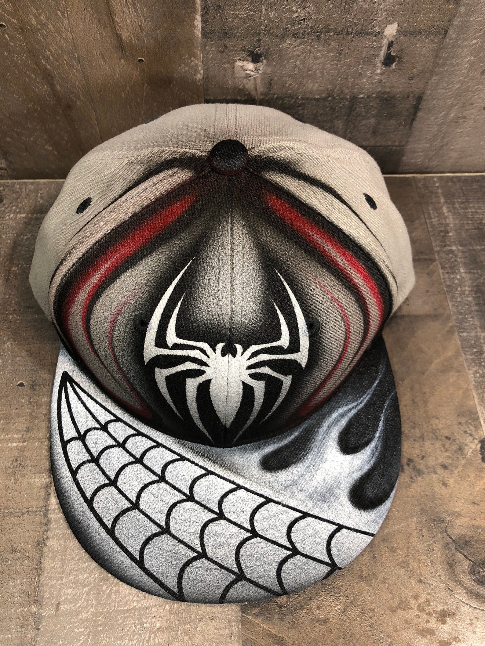 Airbrushed Spiderman Snapback Hat Hand Painted airbrush | Etsy