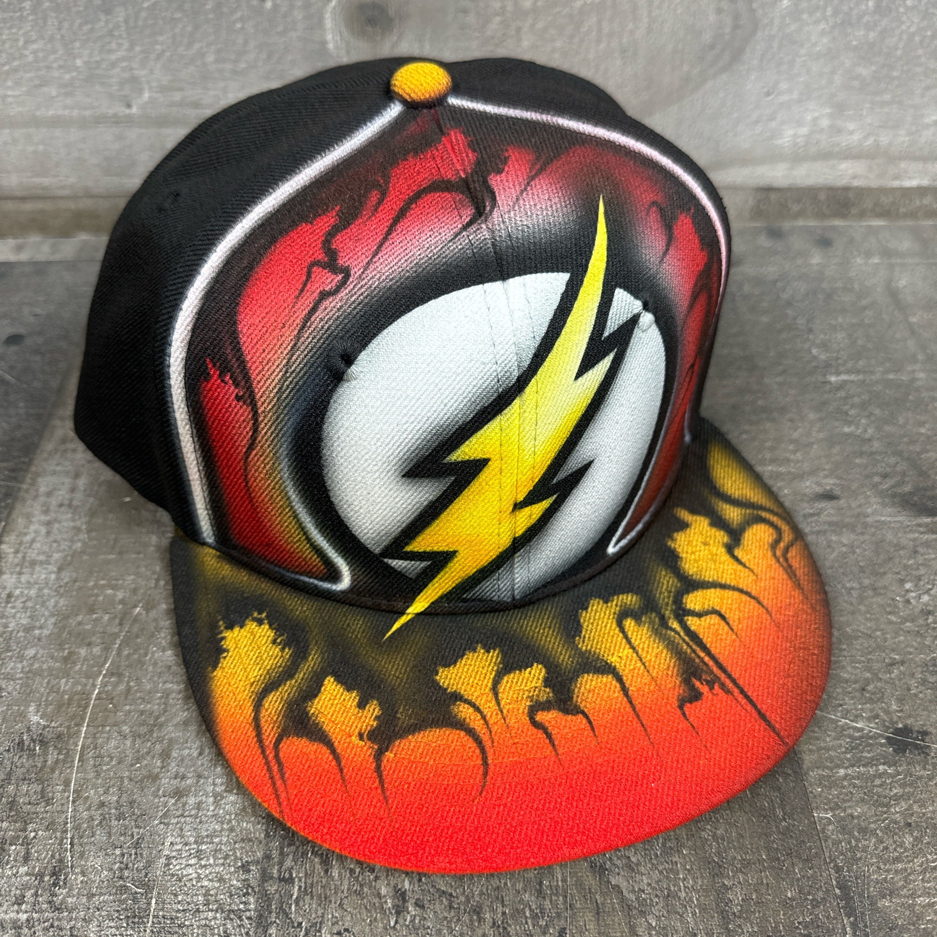 Airbrushed Flash Snapback Hat Hand Painted Airbrush Cap Canada - Main Image