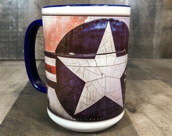 15oz U.S. Air Force Military Plane Mug 15oz Cup Dark Blue Airplane Fighter Pilot