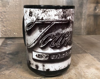 15oz Oldsmobile Toronado rusty junkyard black and white photography Coffee Mug 15oz Cozy Classic Car Cup