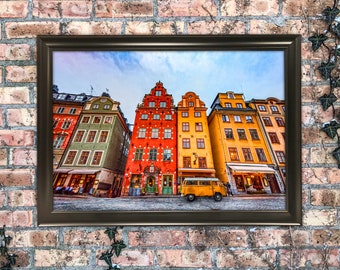 12x18 Stockholm Old Town Art Print Wall Hanging Photography Painting