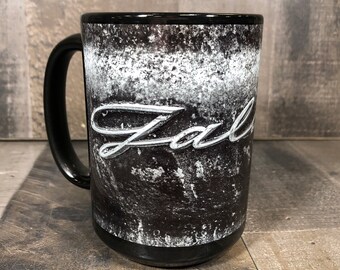 15oz Ford Galaxie rusty junkyard black and white photography Coffee Mug 15oz Cozy Classic Car Cup