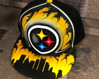 Airbrushed Pittsburgh Steelers Hat Hand Painted airbrush cap