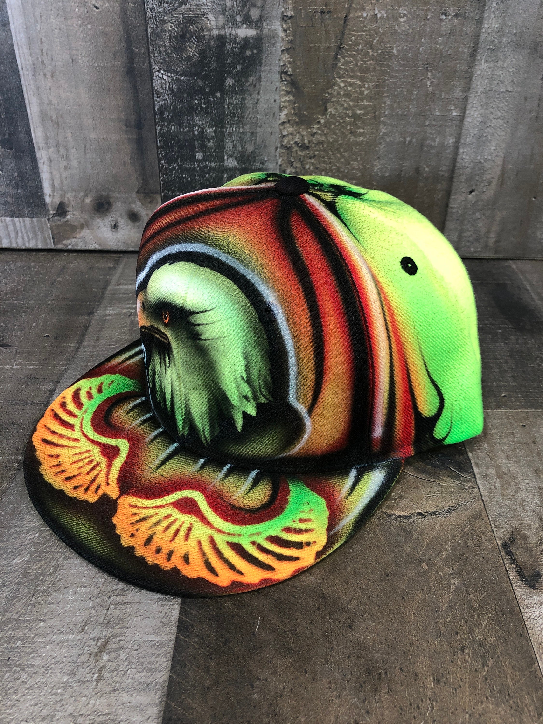 Airbrushed Neon Eagle Snapback Hat Hand Painted airbrush Cap | Etsy