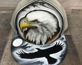 Airbrushed Eagle Snapback Hat Hand Painted airbrush