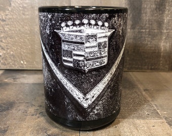 15oz Cadillac rusty junkyard black and white photography Coffee Mug 15oz Cozy Classic Car Cup