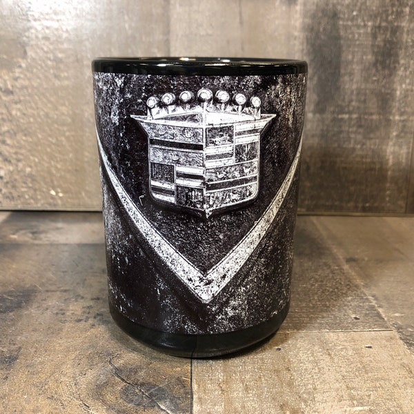 15oz Cadillac rusty junkyard black and white photography Coffee Mug 15oz Cozy Classic Car Cup