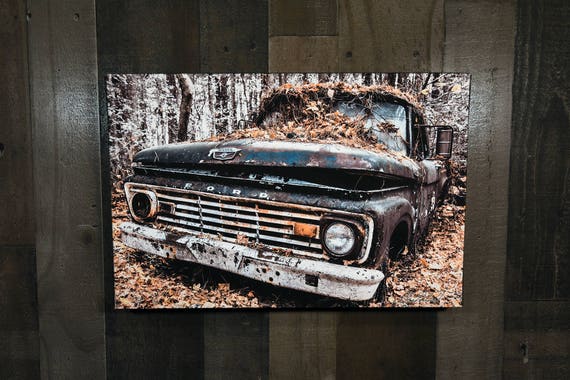 Old Ford Picture 1963 Ford Pickup Truck Art Photograph Print On Canvas Classic Car Photo