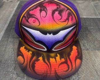 Airbrushed Purple Infiltrator Battle Bat Snapback Hat Hand Painted airbrush Adjustable Cap