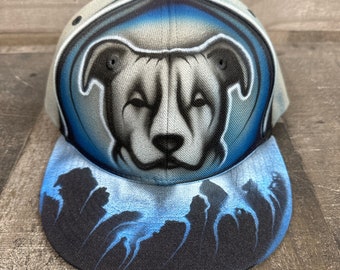 Airbrushed Pit bull Snapback Hat Hand Painted airbrush