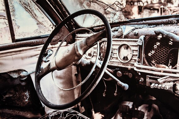 Classic Car Picture 1948 Nash Ambassador Interior Art Photograph Print On Canvas