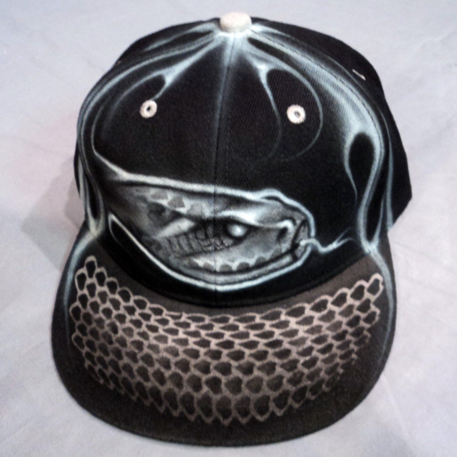 Airbrushed Copperhead snake Snapback Hat Hand Painted airbrush Etsy