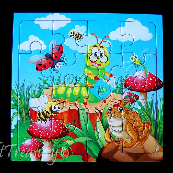 Puzzle Jigsaw Nouveau Lot de 3 pour Filles Préscolaire Anniversaire Faveurs Cadre Plateau Grands Puzzles pour Enfants Puzzle en Carton Cadeau 16 pcs - PZZ18