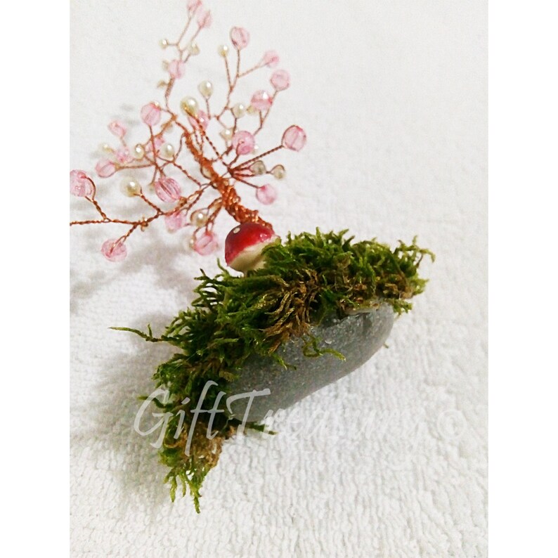 TRE1 Beaded Feng Shui Wire Tree Sculpture Bonsai Miniature Money Tree Statue Doll House Minimalist Home Decor