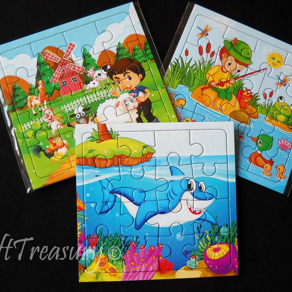 Puzzle Jigsaw Nouveau lot de 3 pour garçons Préscolaire Anniversaire Faveurs Cadre Plateau Grands Puzzles pour Enfants Puzzle en Carton Cadeau 16 pcs - PZZ216