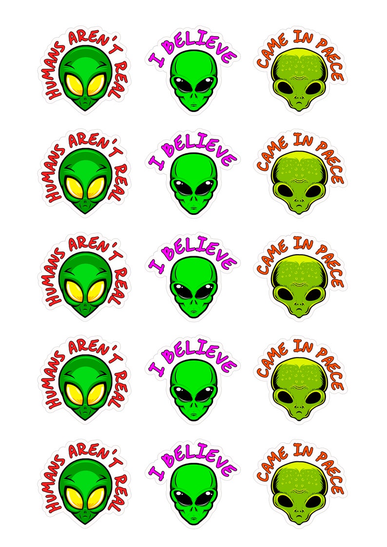 Stickers Printable Digital Download Aliens Extraterrestrial Life ...