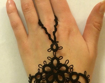 Tatted cuff slave bracelet, cuff bracelet, tatted bracelet