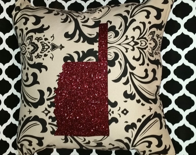OKLAHOMA COLLEGIATE CLUSTER PILLOW W/PIPING & BACK