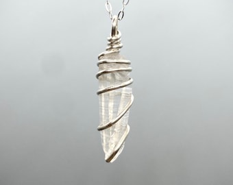 Lemurian Seed Quartz Sterling Silver Pendant - Handmade Crystal Healing Necklace