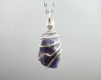 Tanzanite Sterling Silver Crystal Pendant on Chain or Adjustable Cord
