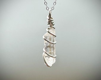 Danburite Crystal Healing Pendant, Sterling Silver Crown Chakra Jewelry