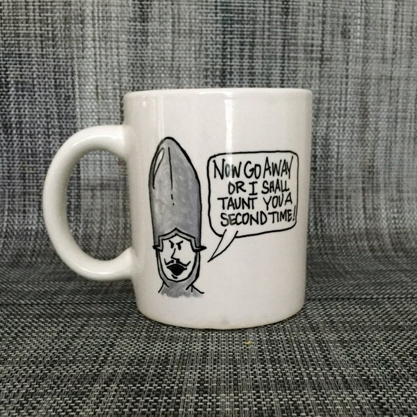 Monty Python and the Holy Grail taunting coffee mug