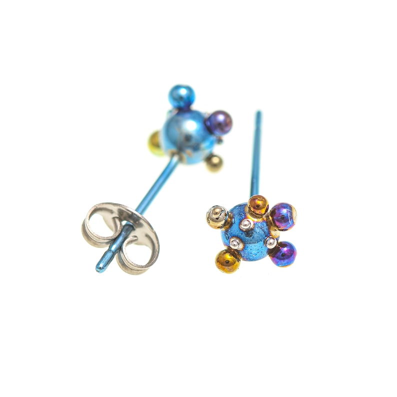 Titanium Stud Earrings Hypoallergenic Space Earrings Etsy