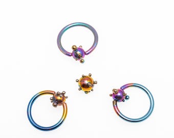14G Ball Closure Ring. Titanium Captive Bead Ring. Piercing Nose Septum. Hoops Ear Lip. Rings Piercing. Made in Finland