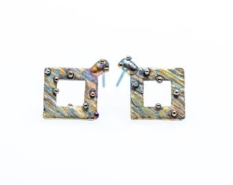 From the square II. Titanium welded earrings