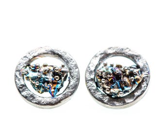 Stardust - Titanium Art Jewelry Earrings - Statement Stud Earrings - Allergy Free - Design from Finland