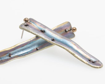 The Tongue - Large Titanium Textured Earrings - Allergy Free Implant Grade Titanium - Design from Finland