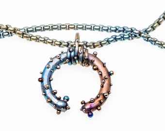 Titanium Horseshoe Pendant - Chunky Statement Necklace - Solid Titanium Jewelry from Finland