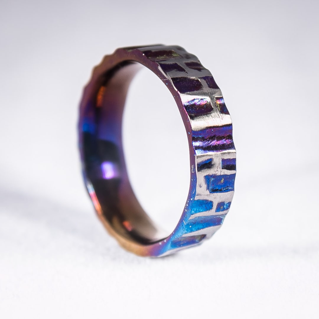Deep & Purple Titanium Ring Textured Ring Pure Titanium Unusual Jewelry