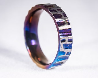 Deep & Purple Titanium ring Textured Ring Pure Titanium Unusual Jewelry Hypoallergenic Titanium Made in Finland