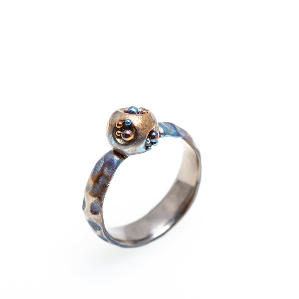 Conceptual Sides. Pure Titanium Statement Ring. Art Welding. Unique Piece. Contemporary Art Jewelry. Unusual Design. Made in Finland