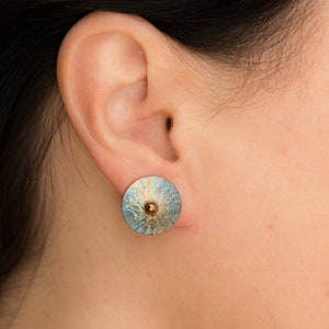 Circle and Drop Titanium Stud Earrings Welding Colored Pure Titanium Hypoallergenic Nickel Free Handiwork Earrings Made in Finland