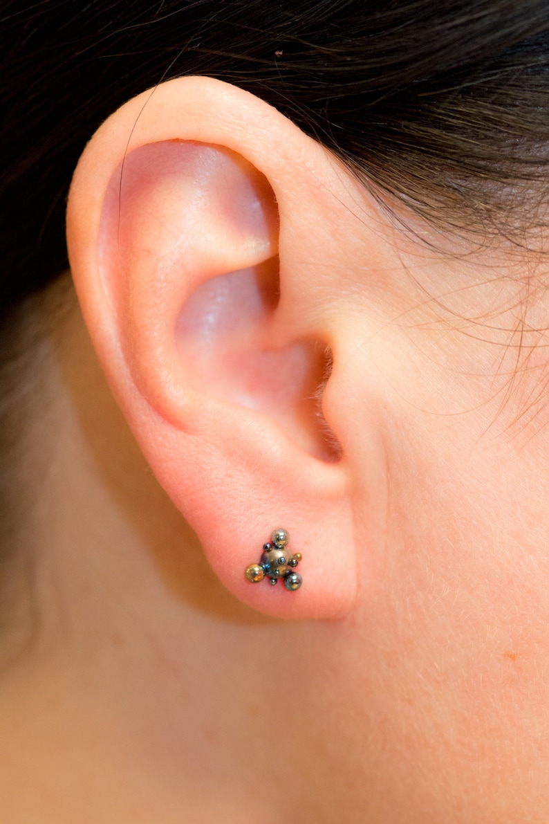 Titanium Stud Earrings Hypoallergenic Space Earrings Etsy