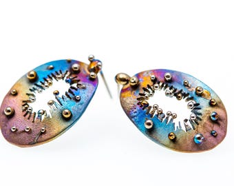 Frozen Magic Fruit Titanium Earrings Floral Stud Hypoallergenic Pure Titanium Hand Made Earrings Made In Finland