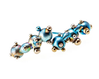 Titanium Ball Studs. Caterpillars Shapes. Titanium Earrings. Art Welding. 100% Hypoallergenic. Biocompatible.