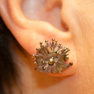 Hedgehogs. Welded Titanium Earrings. Unusual Stud. Hypoallergenic. Biocompatible Pure Titanium. Made in Finland. 2020
